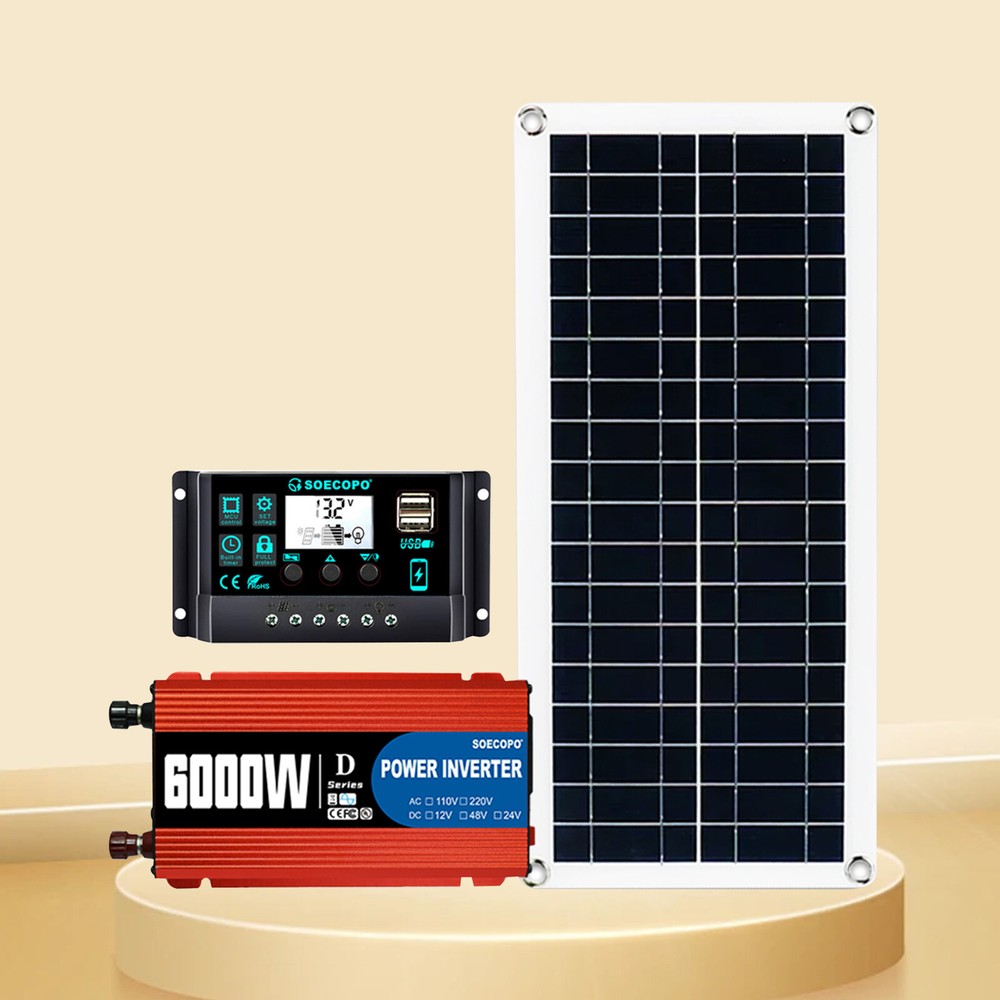 6000W 100A 110V Solar Panel Kit Complete Solar Power Generator Home Grid System