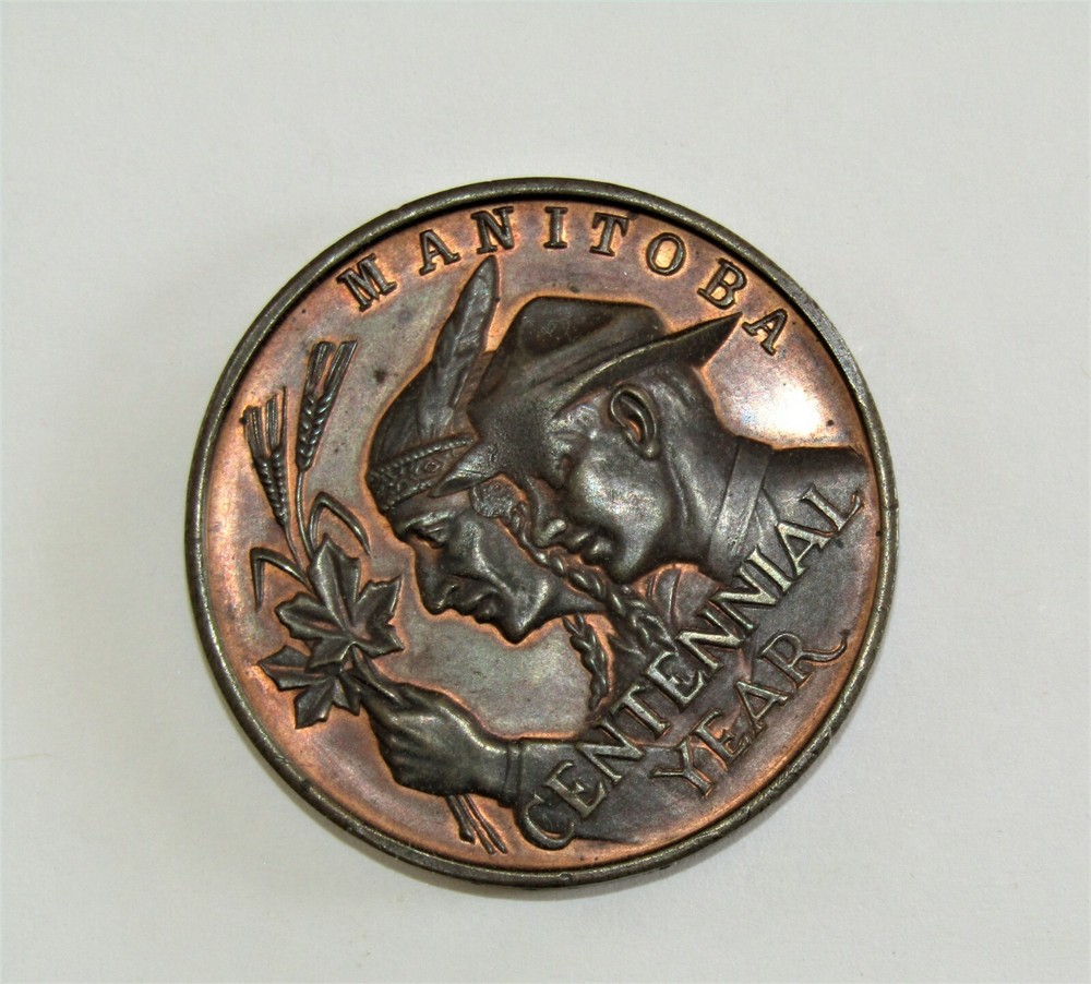 MANITOBA Centennial Year Canada Medal 39mm bronze - Striking Error