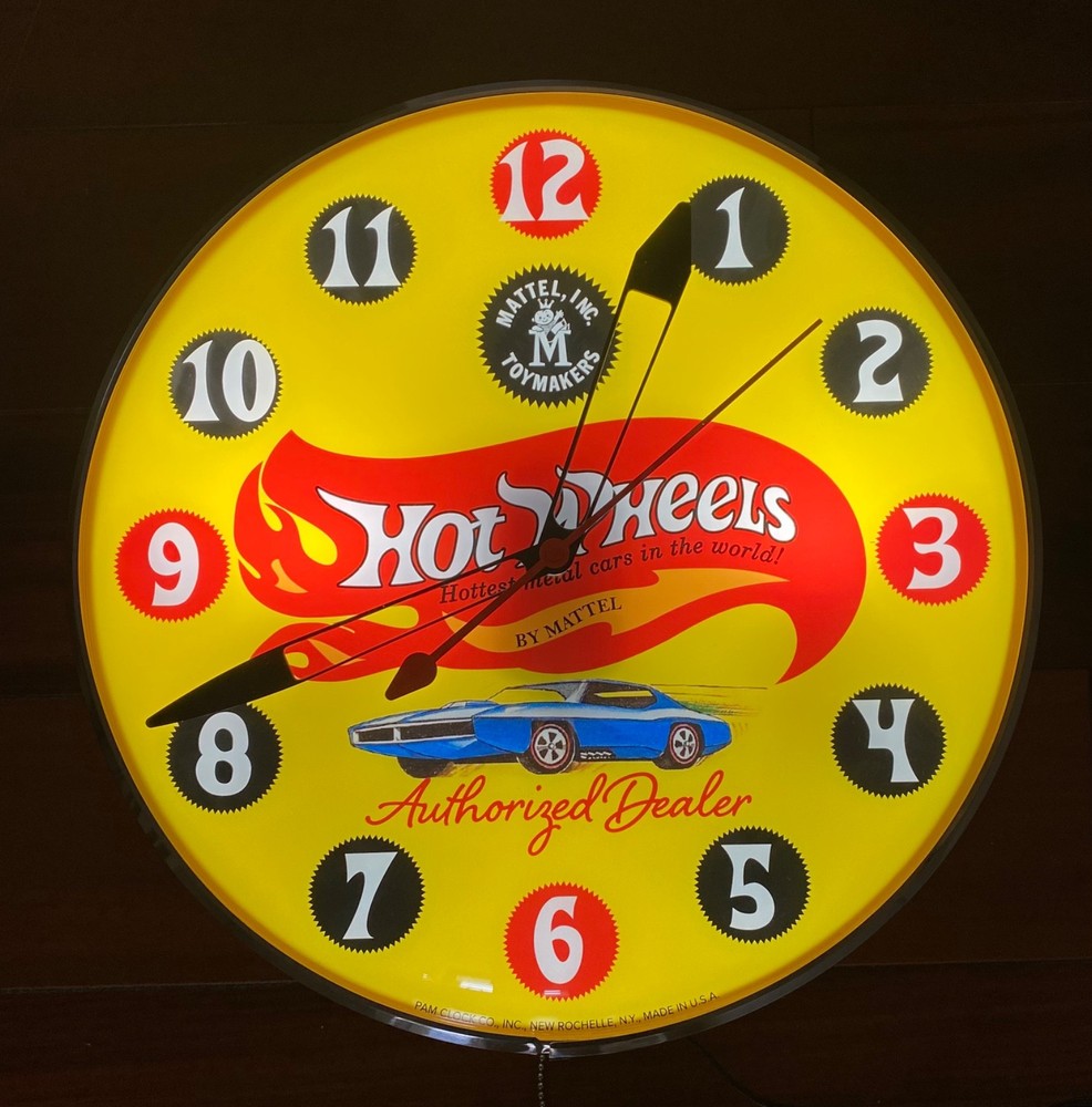 Hot Wheels  Lighted Advertising Clock Free Shipping