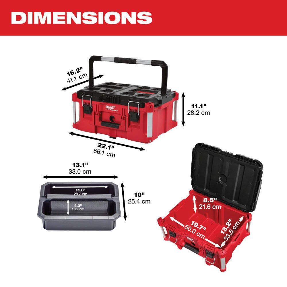 Milwaukee 48-22-8425 100-Pound Capacity Polymer Packout Large Tool Box NEW