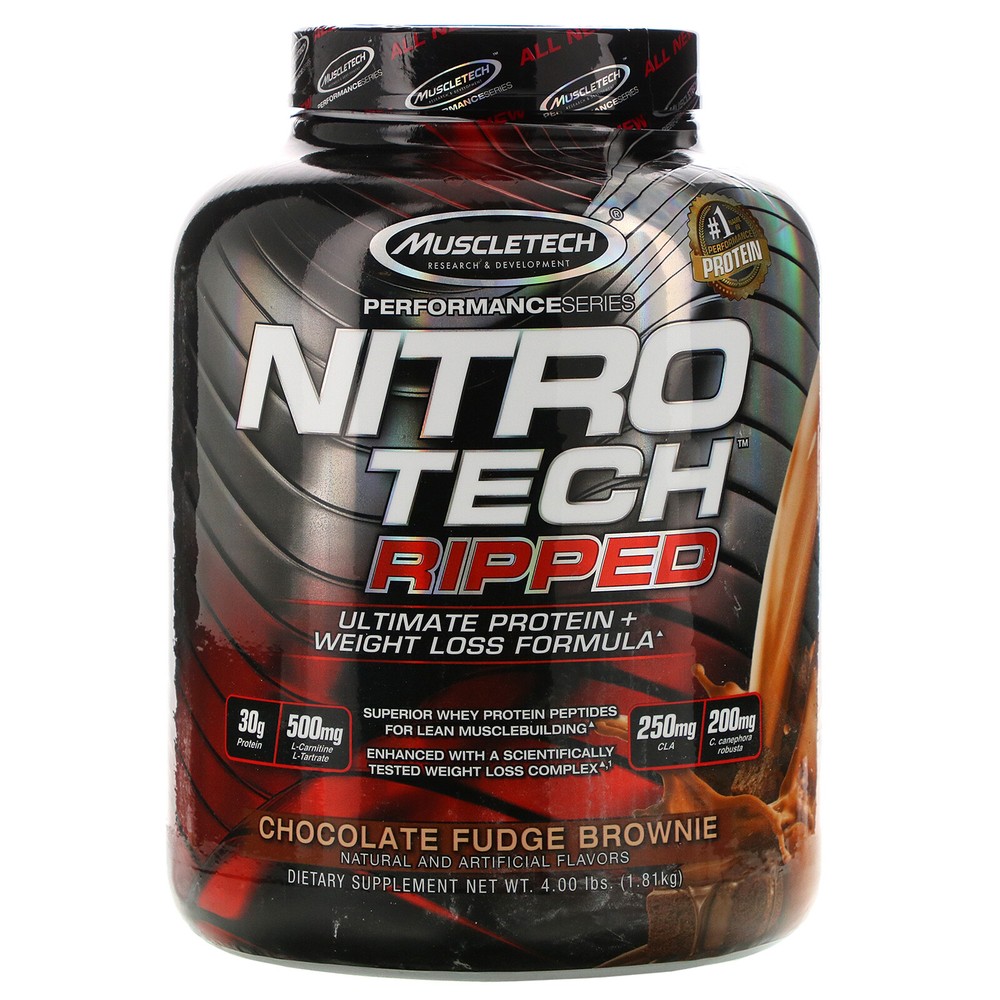 Muscletech Nitro Tech Ripped, Ultimate Protein + Weight Loss Formula, Protein