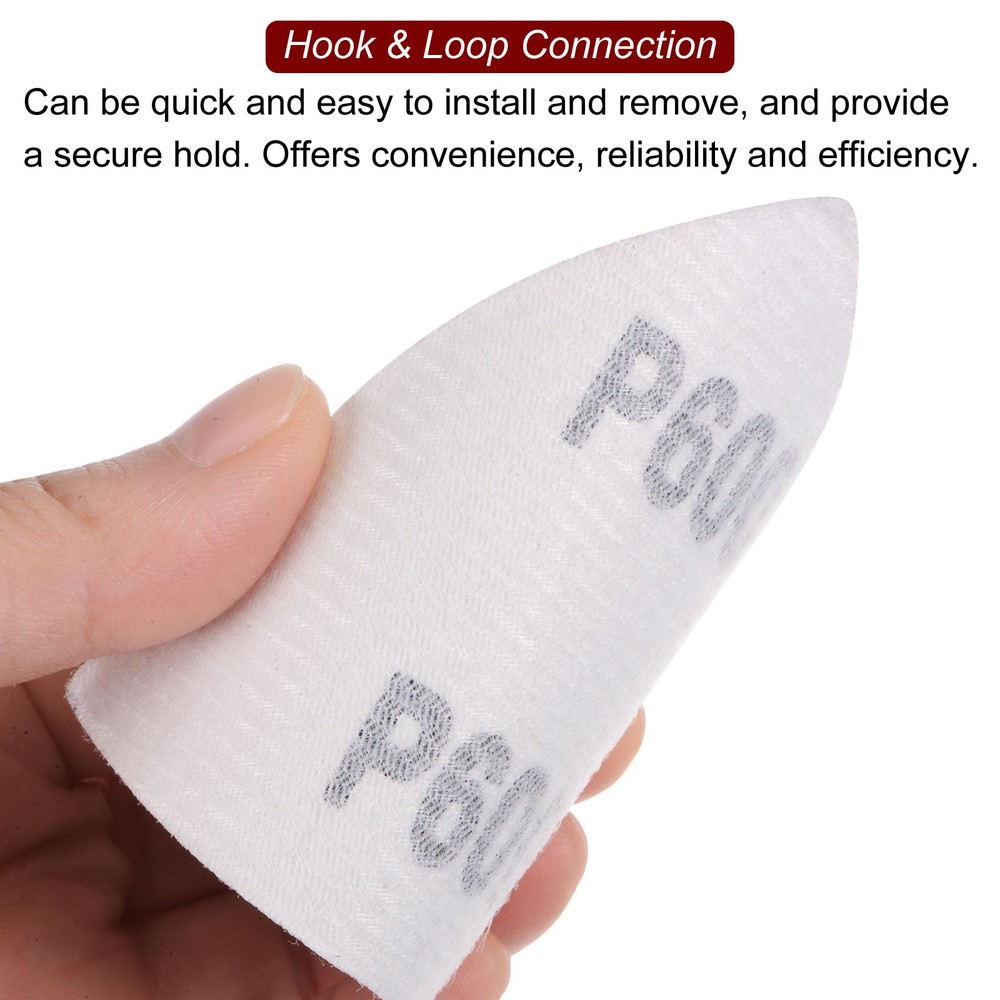 60pcs 600 Grits 80mm Aluminum Oxide Triangular Hook & Loop Sandpapers Pads