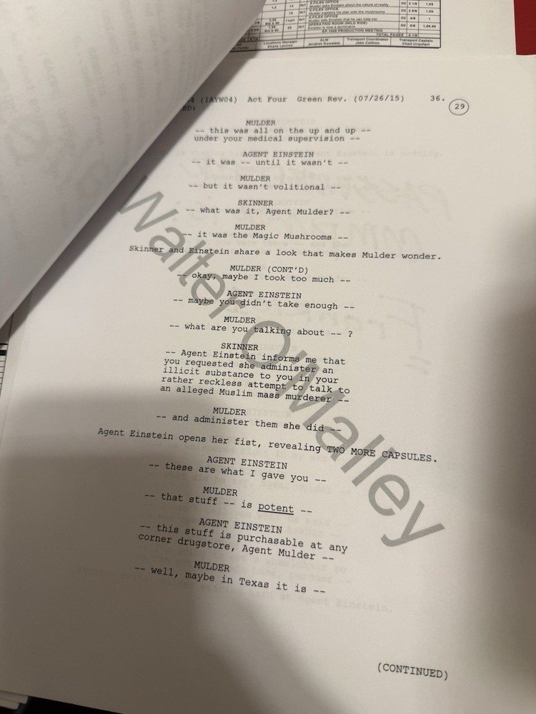 The X Files Original Chris Carter Script Call Sheets Sides Prop TV