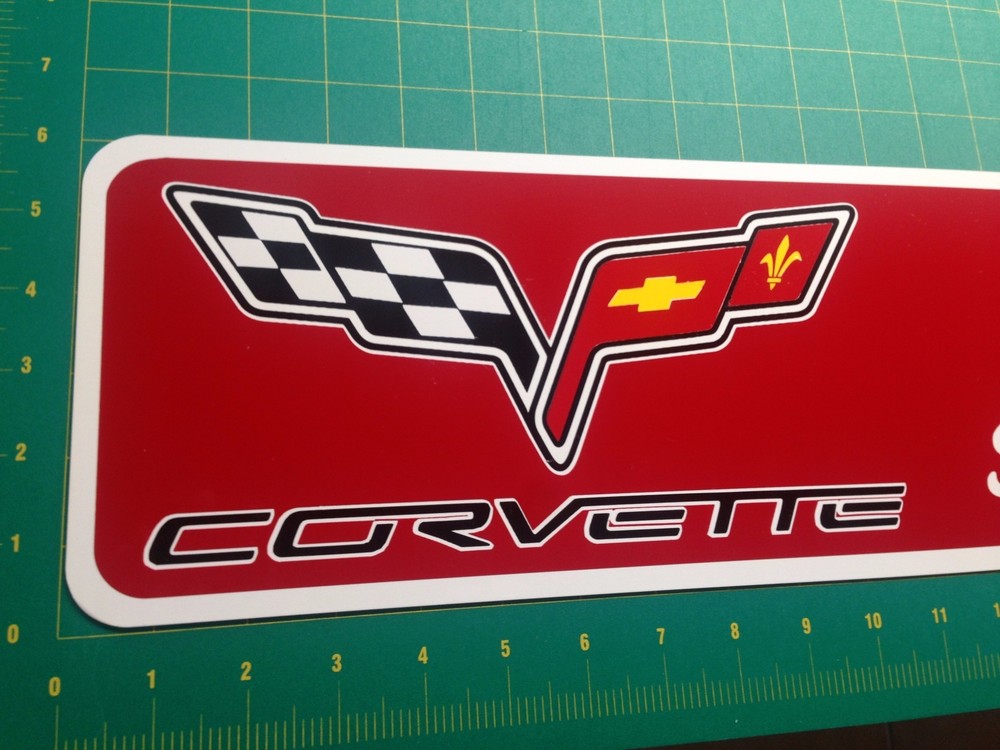 Red Corvette metal sign 6" x 24"