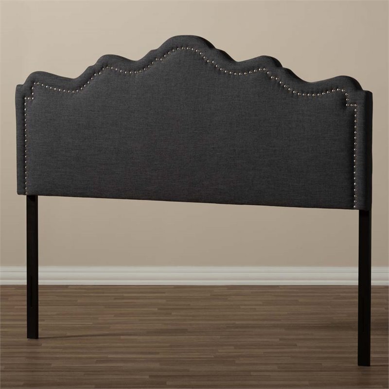 Baxton Studio Nadeen Fabric Upholstered Full Headboard in Dark Gray
