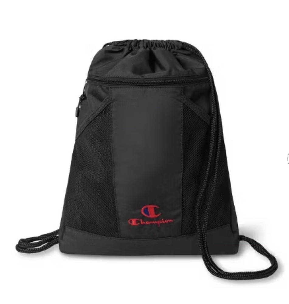 NEw w/ Tags Champion Method Carrysack Drawstring Backpack Black Bag