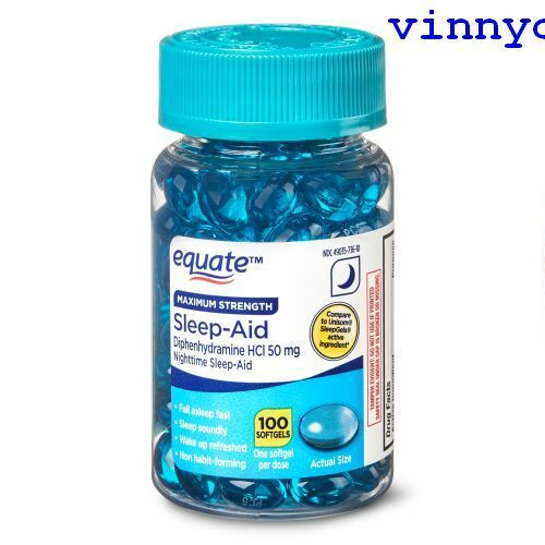 Equate Sleep Aid Softgels Maximum Strength 100 Count Ships Worldwide