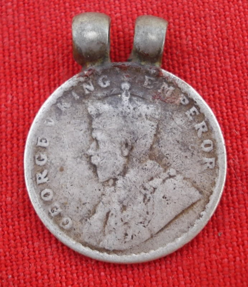 ANTIQUE OLD SILVER GEORGE 5 KING EMPEROR COIN PENDANT