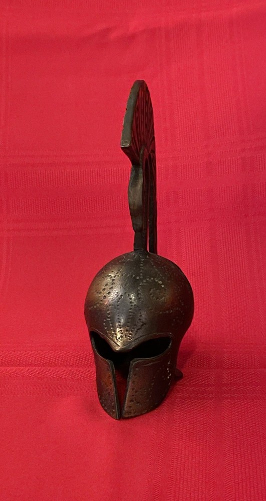 Solid Brass - Roman Gladiator Trojan Warrior Serpent Helmet-Hand Bell - Antique
