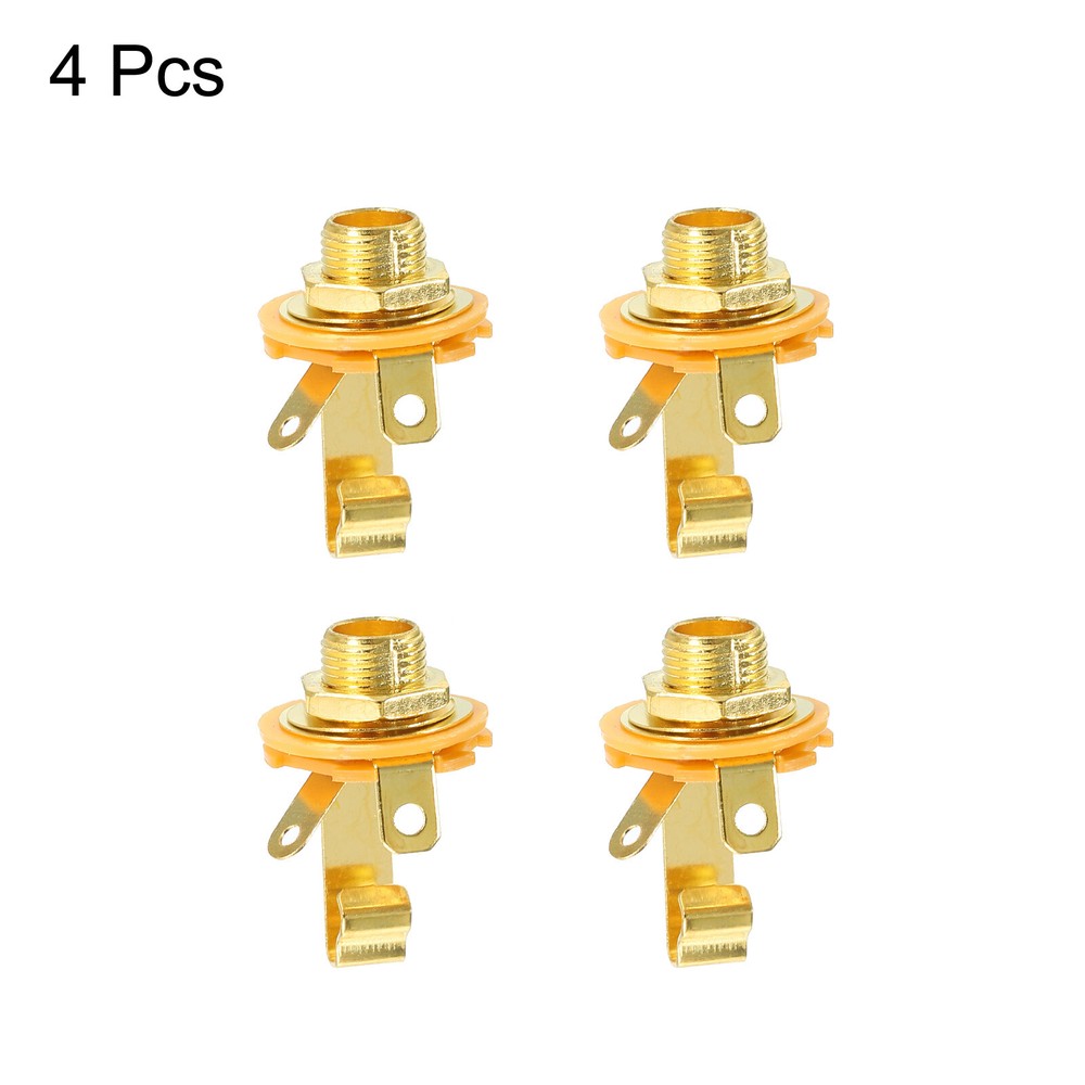4PCS 1/4" Guitar Input Jack Gold