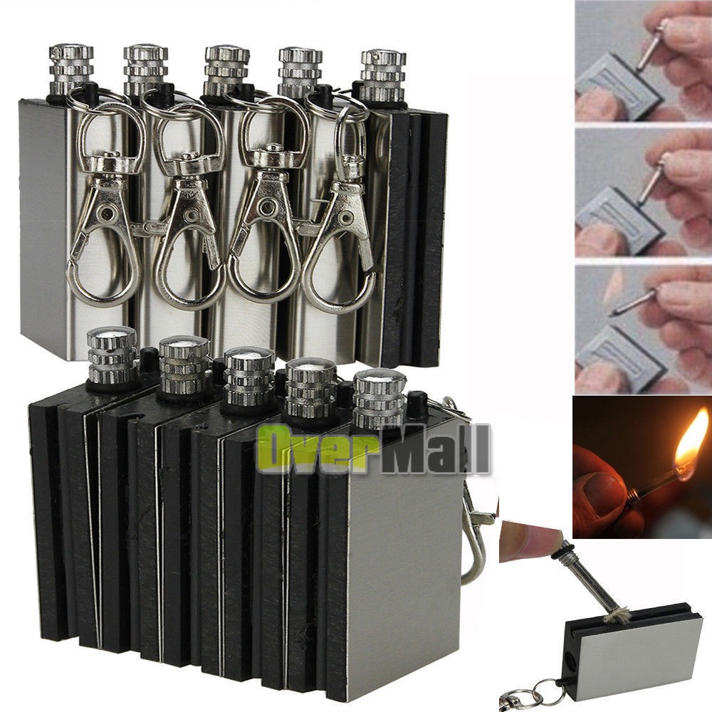 5PCS Emergency Everlasting Match Survival Fire Starter Lighter Keyring Keychain