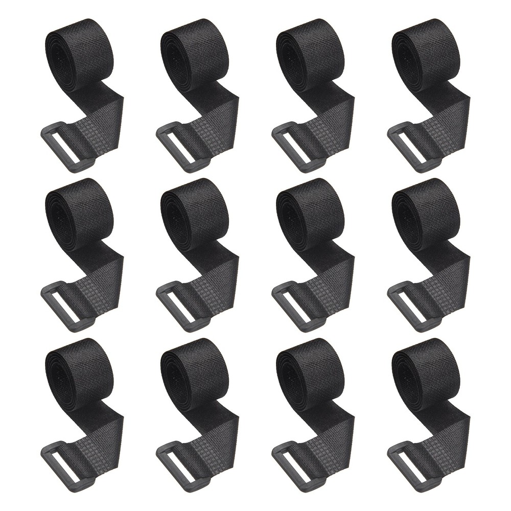 12pcs Reusable Cinch Straps 0.8"x15.7" Hook and Loop Cable Securing Strap, Black