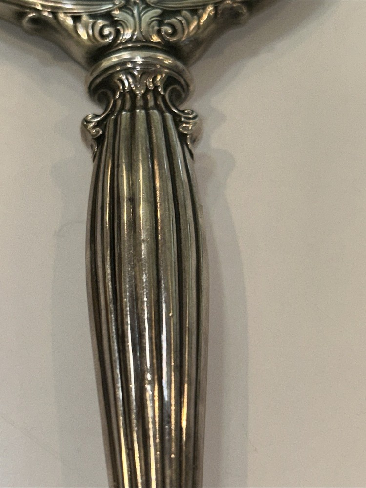 Sterling Silver Hand Mirror Webster Engine Turned Engraved WOW