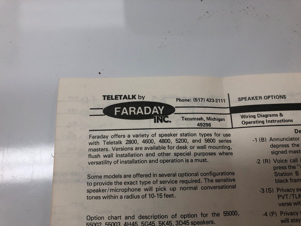 VINTAGE FARADAY INC MILITARY INTERCOM