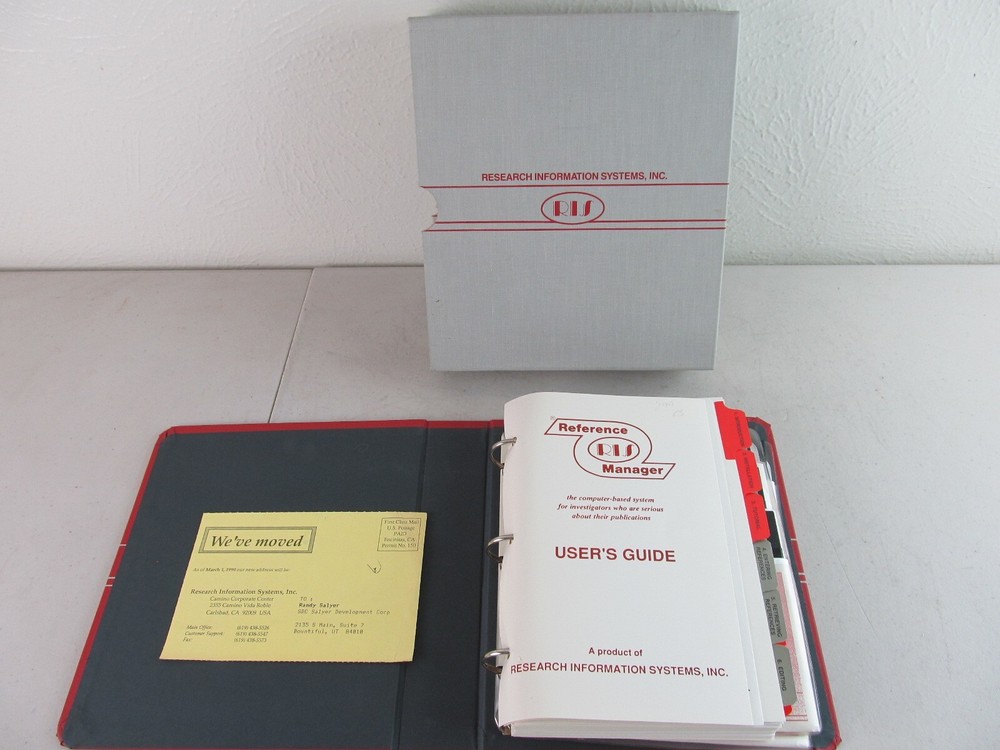 Reference Manager RIS Research Information Systems Vintage Software Floppy 1988