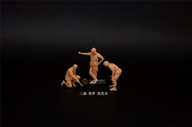 3D printed 1/72 WW II US "Tank crew formulate a combat plan" 3 man group model