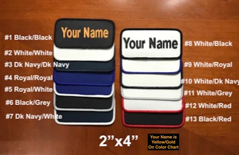 IRON-On Custom Embroidered Name Patch, Name Tag, Name Badge Rectangular 2"x4"