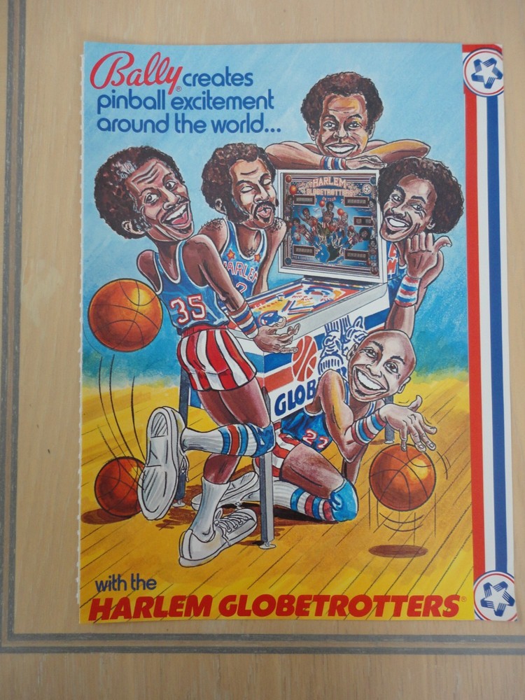 Harlem Globetrotters Pinball Machine Foldout Magazine Pull Out Advertisement