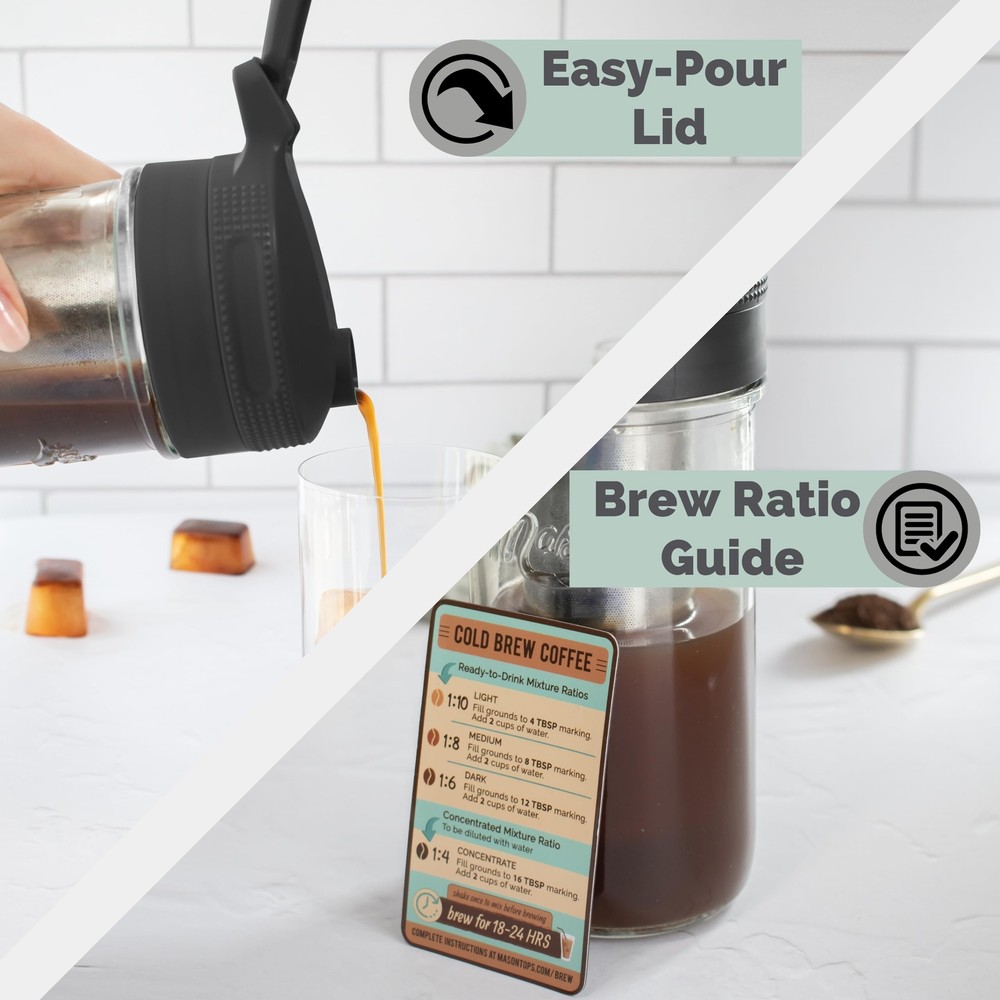 Masontops Cold Brew Makers Kit - Cold Brew Coffee Maker - Black