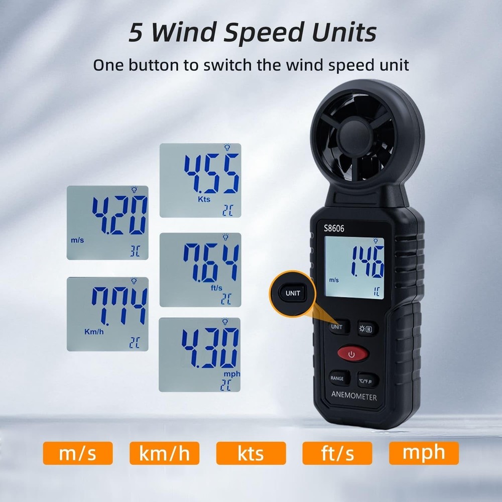 Split Handheld Anemometer Digital Wind Speed CFM Meter Gauge 14-140℉ LED