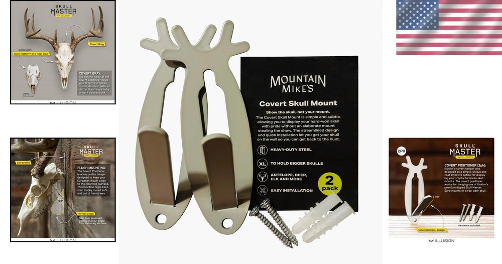 Professional Look Deer & Antelope Skull Mounts with Easy Install Kit - 2 Pack