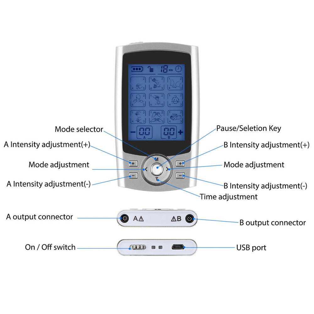 36 Modes Muscle Stimulator Pulse Massager Electrotherapy Pain Reliever Device.