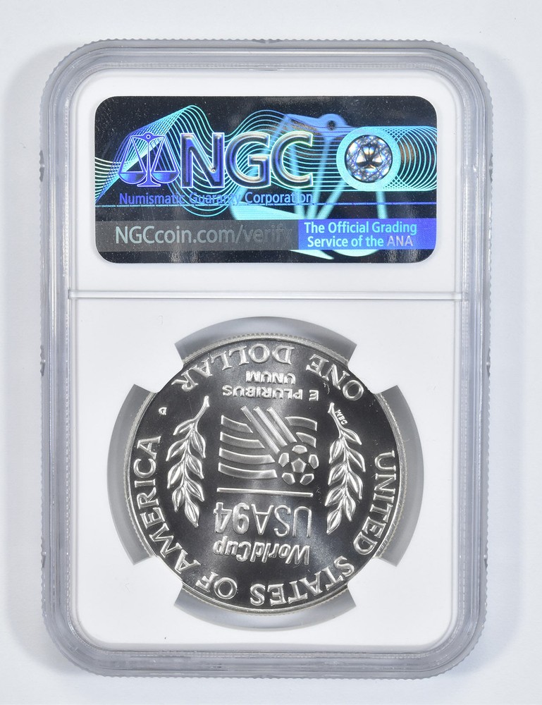 1994 D World Cup Soccer Commemorative Silver Dollar NGC MS70