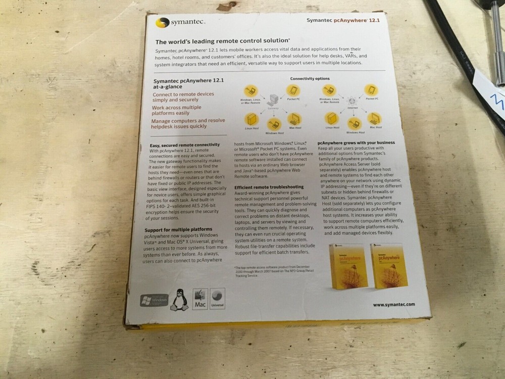 Symantec PCanywhere 12.1 remote access server 1 user