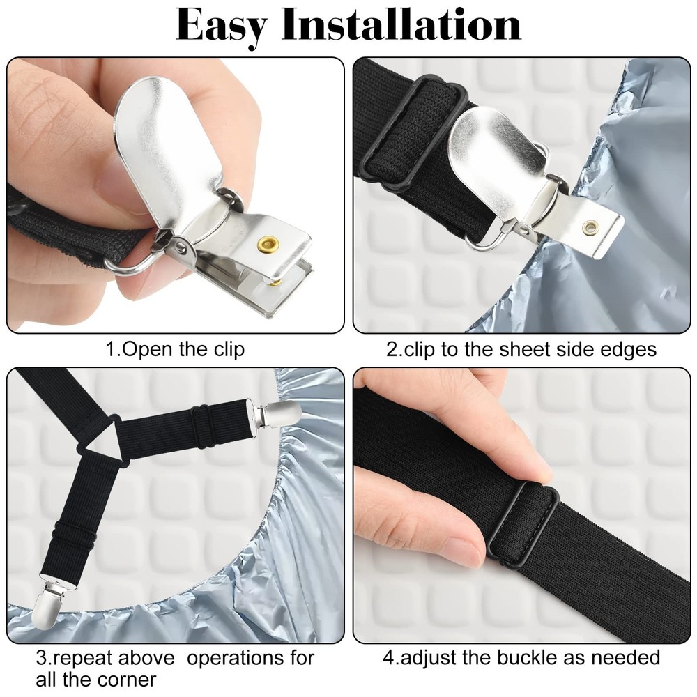 Morcheiong Bed Sheet Fasteners Straps - 4 Pack Adjustable Bed Sheet Holder St...