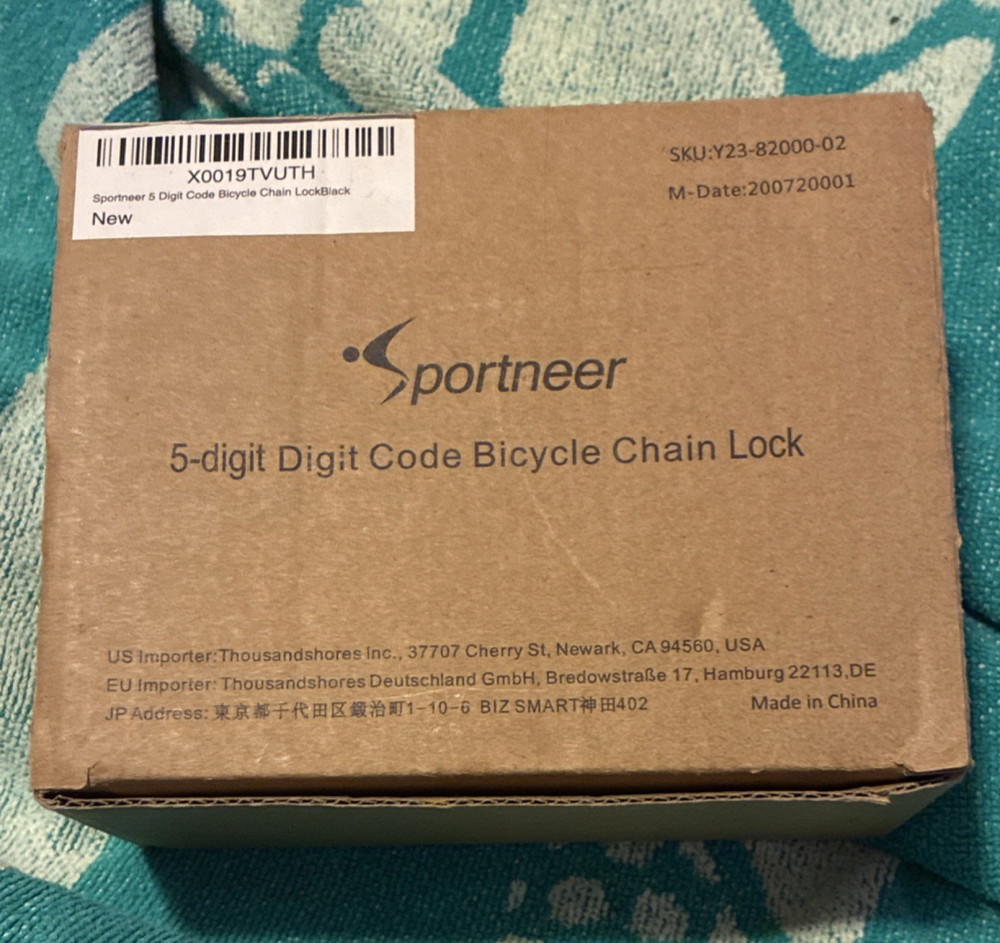 Sportneer 5-Digit Combination Chain Lock Bike Lock Black 5-Digit Code Model