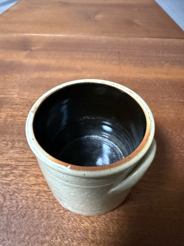 Rustic Studio Pottery Mini Crock Cobalt Blue Primitive Stoneware Crock