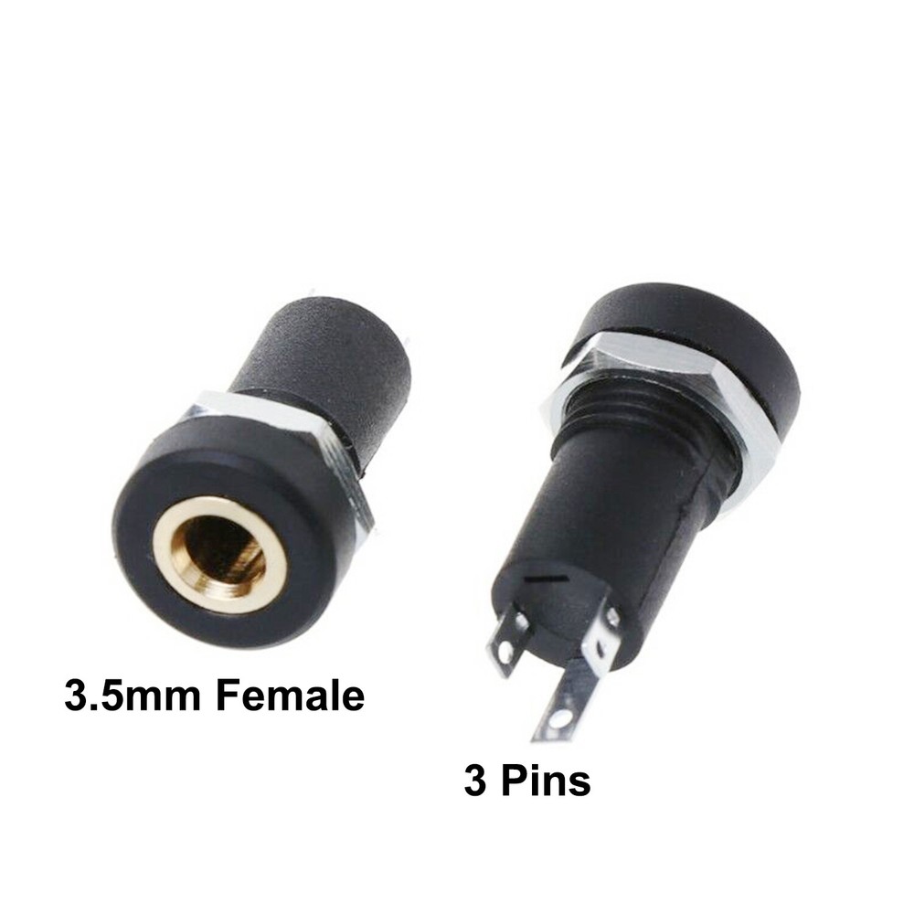 10x 3.5mm Audio Female Jack Socket 3 Pole Stereo Solder Panel Mount Adapter Nuts