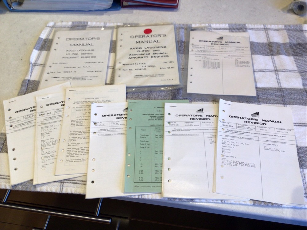Avco Lycoming Operator’s Manuals and Revisions