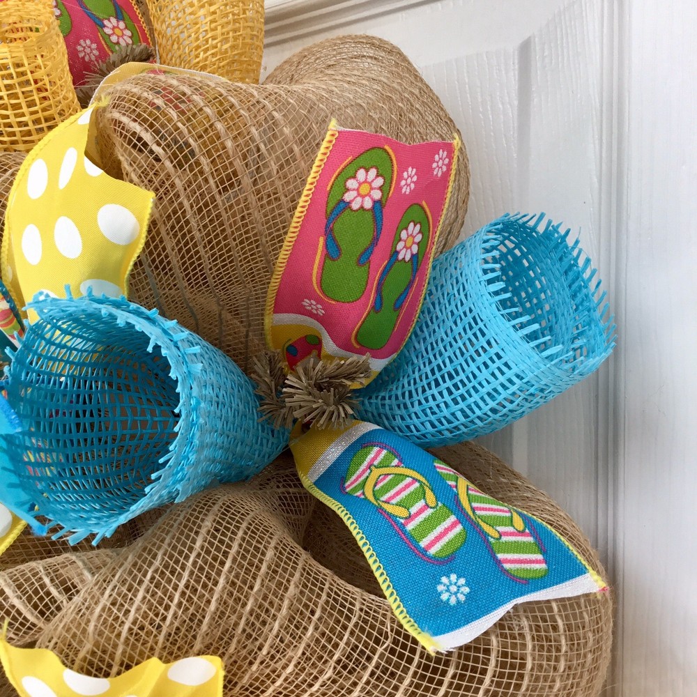 Pool Is Open Burlap Deco Mesh Summer Wreath