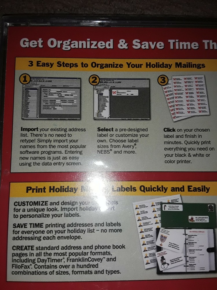 My Holiday Mailing Labels Software CD New Sealed Mysoftware 2001