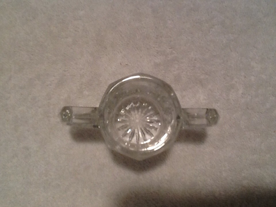 Glass Cut Two Handled Flower Etched Pattern Toothpick Holder