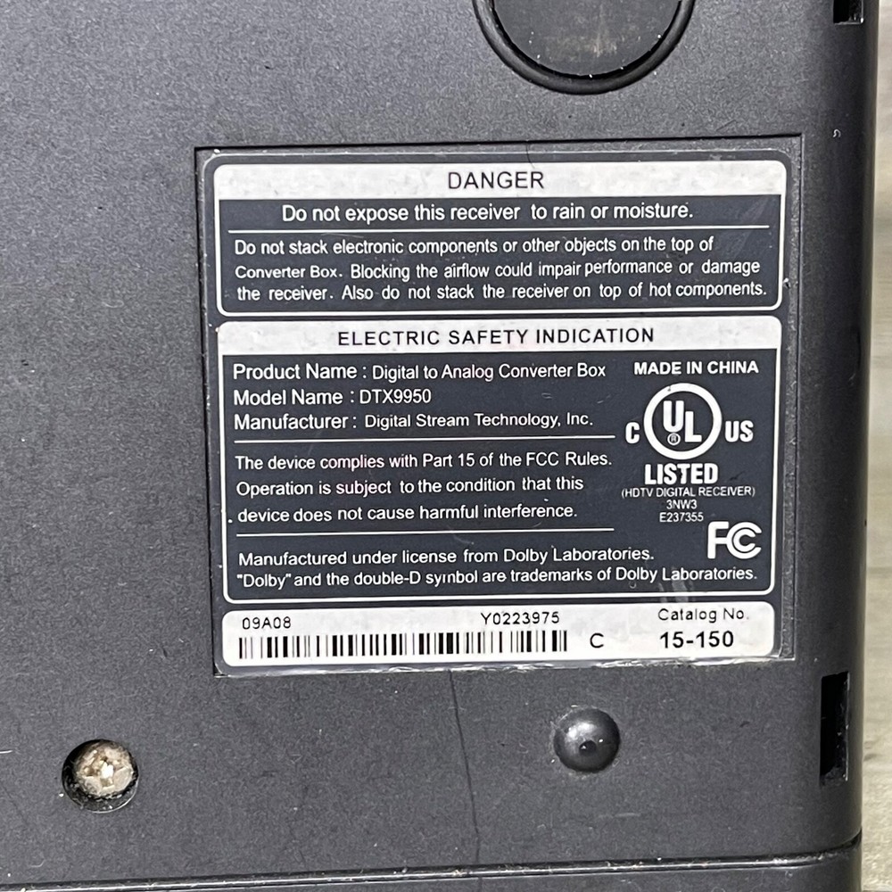 Digital Stream Dolby DTV Digital Converter Box DTX9950 Untested
