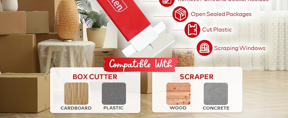 Retractable Box Cutters with Safety Scraper Bulk Cardboard and