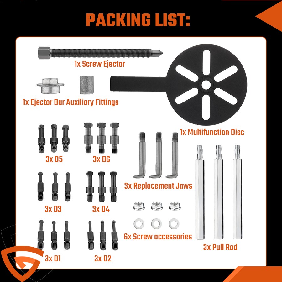 21 in1 Bearing Disassembly Puller Inner Hole Removal Tool Three-jaw Puller Set
