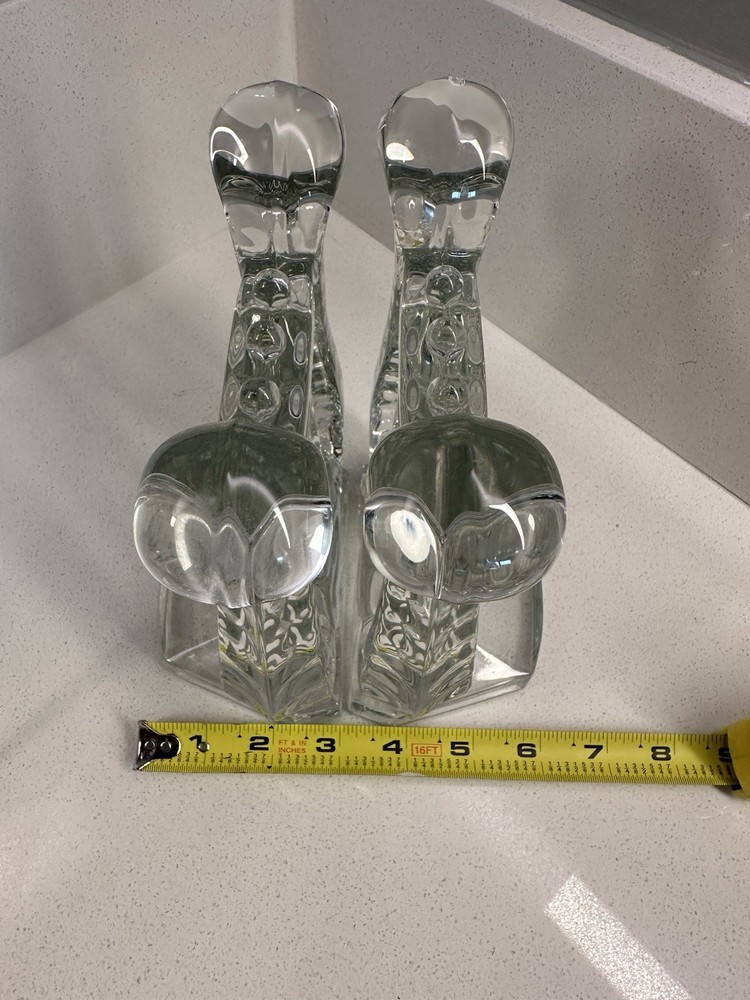 Pair Crystal Bookends Harp Shaped