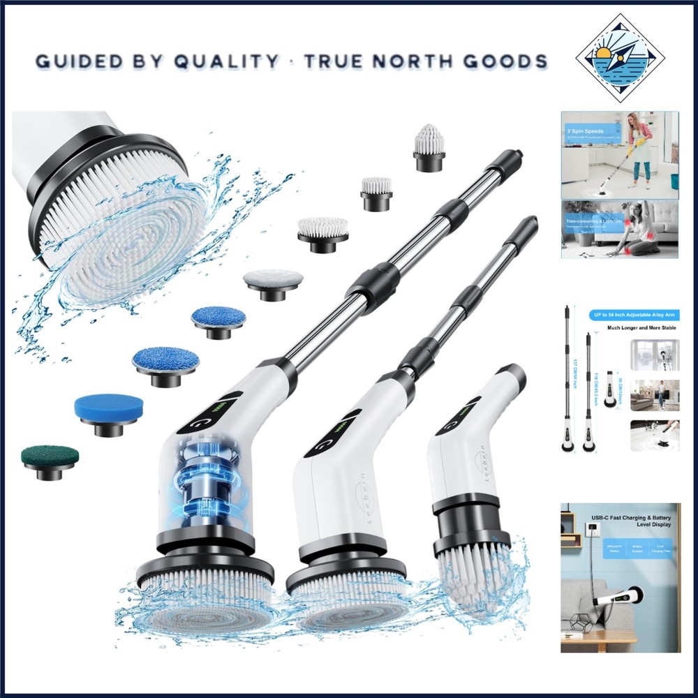 Extendable Spin Scrubber with Stainless Steel Handle for Versatile Cleaning