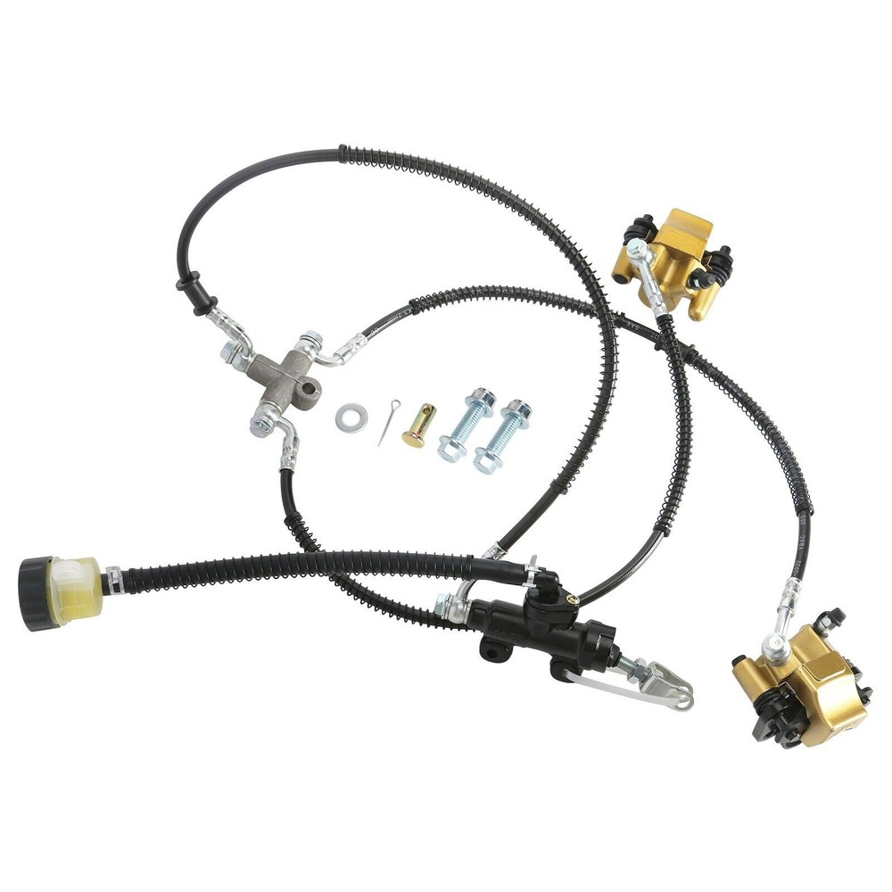 Front Hydraulic Disc Brake Caliper Rotor Kit 4 Stud Spindle Hub For Golf Buggy