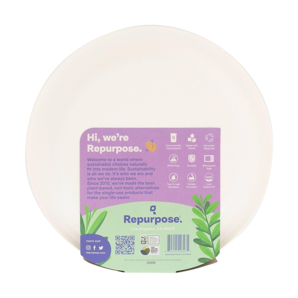 REPURPOSE Compostable 9 Inch Plates 20 Count, 20 CT