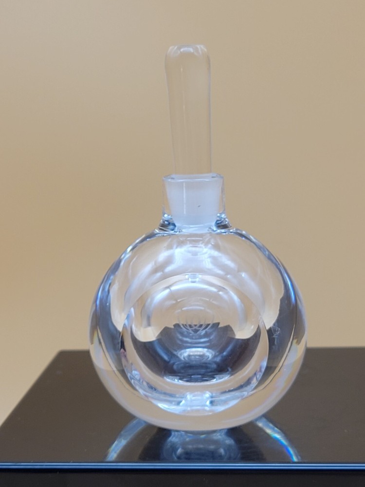 Orrefors Crystal Perfume Bottle Dabber Etched Design Signed