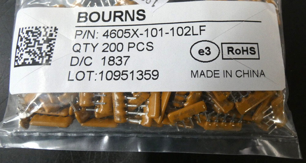 200 Pack | BOURNS | 4605X-101-102LF | Resistor Array | 1kΩ / ±2%