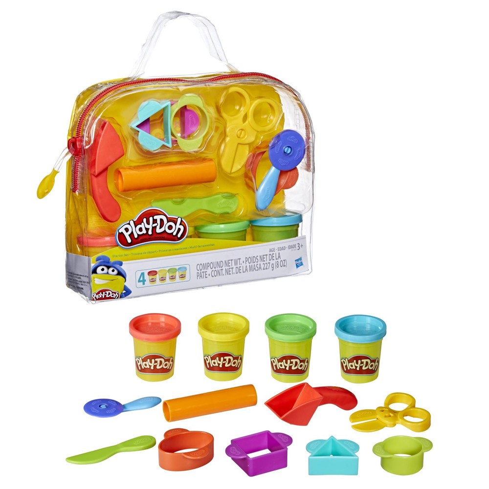Play-Doh Starter Set 9-Piece Kit with Storage Tote & 4 Medium, Multicolor