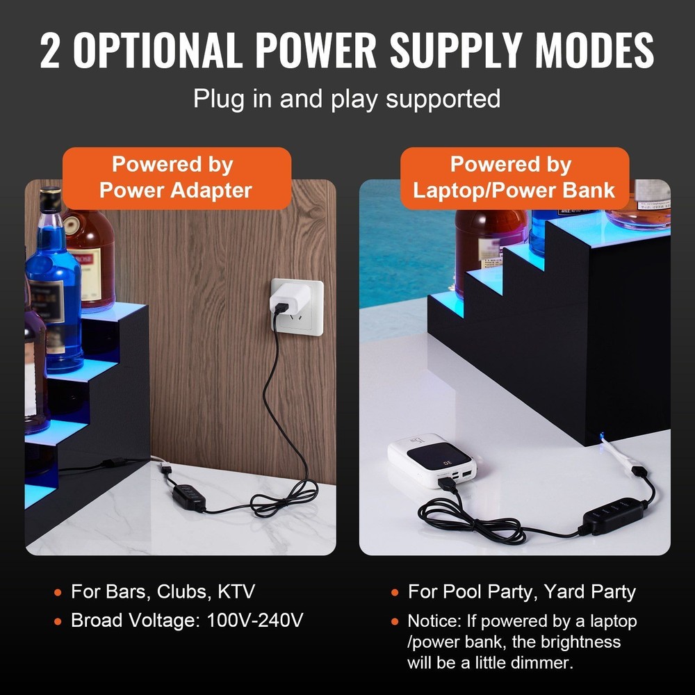 16" 4-Tier LED Illuminated Bottle Display Shelf, RF & App Control
