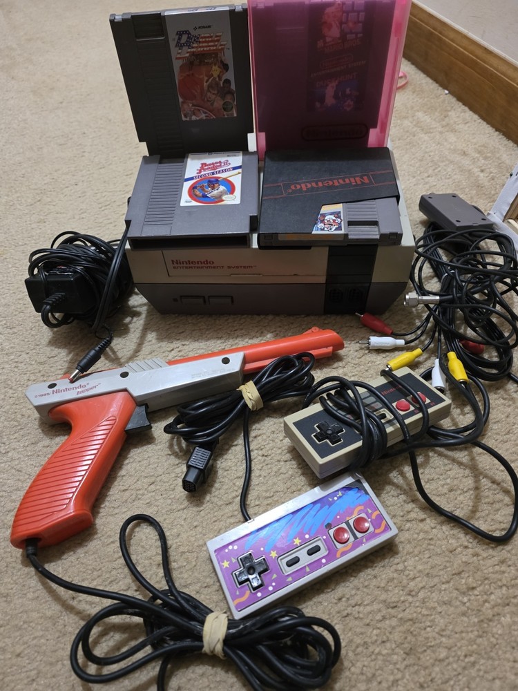 Nintendo Entertainment System Bundle w/ Controllers, Zapper, Super Mario, TMNT