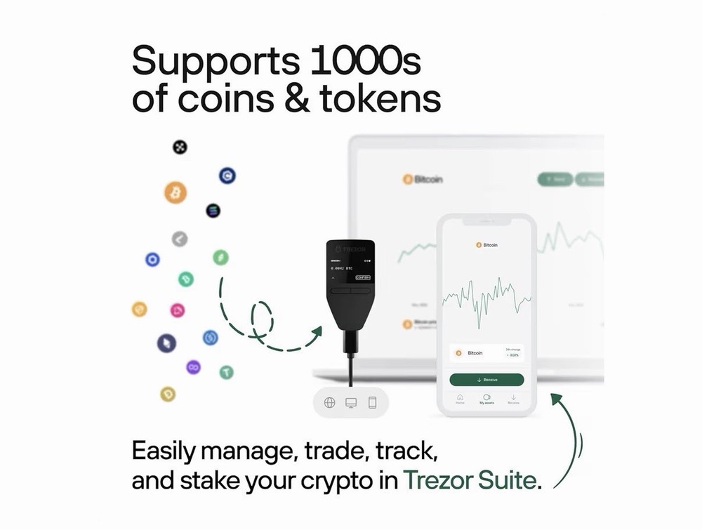 TREZOR SAFE 3 Passphrase & Secure Element Crypto Hardware Wallet Solar Gold