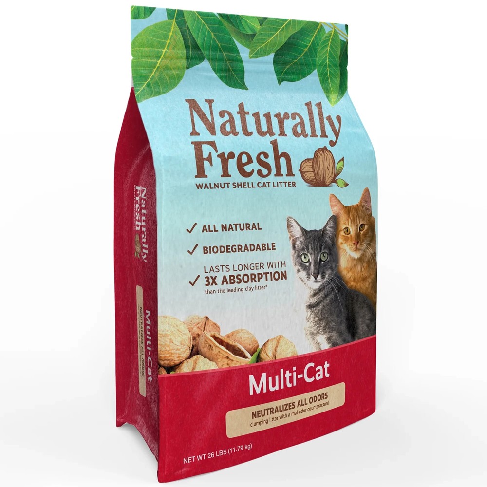 Naturally Fresh Walnut-Based Quick Clumping Multi-Cat Litter 26 lb. Bag.